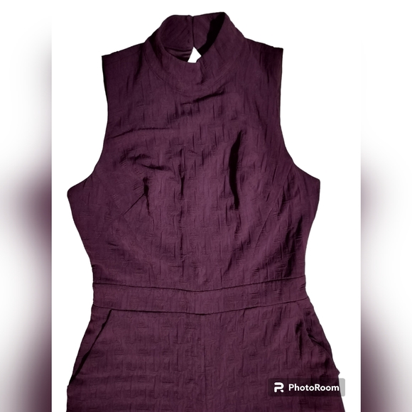 New Anthropologie Jumpsuit Eva Franco textured mock neck plum color size XS - Picture 4 of 17